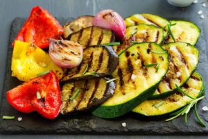 grilled peppers, zucchini, and eggplant